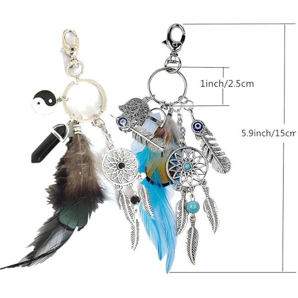 Bohemian dreamcatcher keychain feather charm gift for girls and friends
